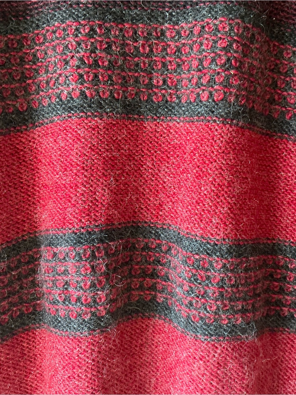 Vintage Harry Rosen Wool & Mohair Blend Cable Knit Sweater in Red & Black Size L - Picture 6 of 9